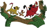 In the jungle-machine embroidery, jungle, lion,hog,cub,