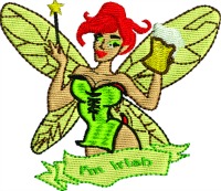 Irish Fairy-Irish Fairy, Irish bar girl, Irish embroidery, St. Patricks day, fun Irish embroidery, machine embroidery, bar girl, stitchedinfaith.com