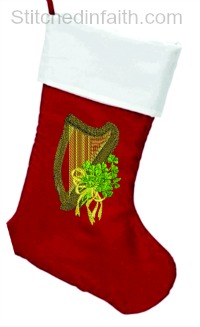 Irish Harp Personalized Christmas Stocking-Irish Harp Stocking, Ireland Stocking, Christmas stockings, Christmas Ireland, personalized stockings, Holiday stockings, Harp stocking