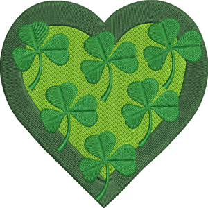 Irish Heart-Irish, Ireland, Heart, machine embroidery, clover