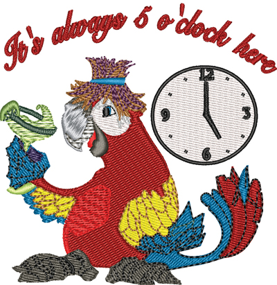It's always 5 o'clock-5 oclock, party, drinking, summer, alcohol, machine embroidery