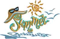 Its summertime-Summertime, summer, machine embroidery, beach