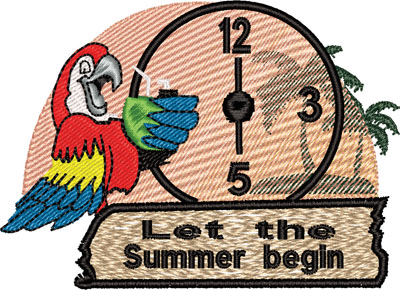 Let the summer begin-Summer, Palm Trees, Parrot, machine embroidery