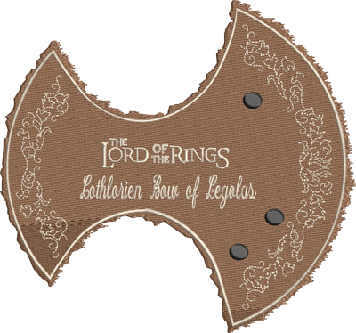 Lothlorlen Bow of Legolas-Lord, rings, Lothlorien, Legolas, shield, lotr, machine embroidery