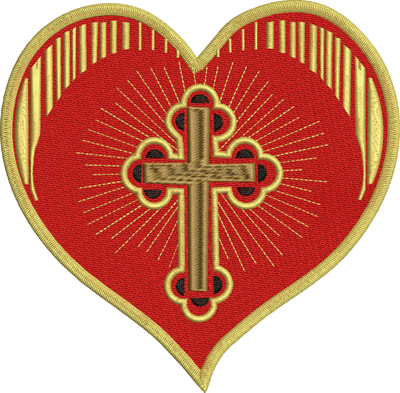 Love the Cross-Cross, heart, Christian, Jesus, Love, machine embroidery
