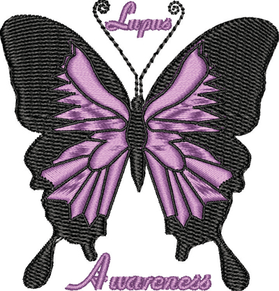 Lupus Awareness-Lupus Awareness, ribbons, Lupus, machine embroidery, butterfly