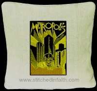Metropolis embroidered pillow-Embroidered pillows Metropolis pillow metropolis metropolis poster pillow poster pillows super man pillow unique pillowsstitchedinfaith.com