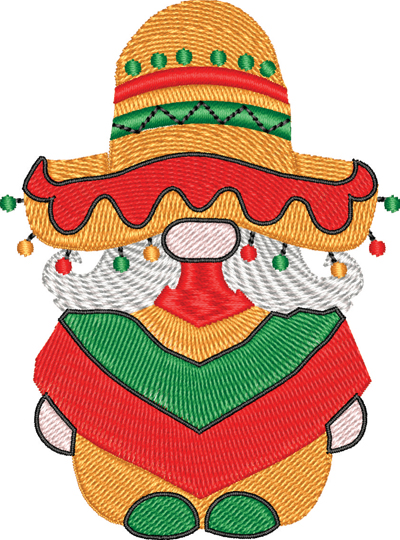 Mexican Gnome-Mexican Gnome, Mexico, Cinco De Mayo, Mexican, machine embroidery