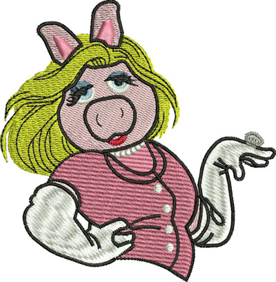 Miss Piggy-Piggy, pig, miss, machine embroidery, embroidery, tv