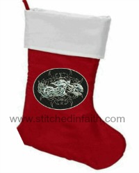 Motorcycle Embroidered Christmas Stocking