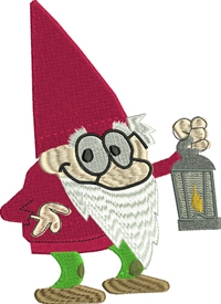 Nighttime Gnome-Gnome embroidery, Night time gnome, machine embroidery, garden embroidery