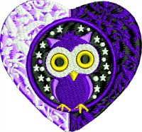 Owl Heart-Machine embroidery owls owl hearts i love owls birds
