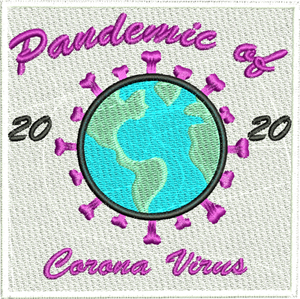Pandemic patch-Virus,Pandemic,Corona,19, machine embroidery, patch
