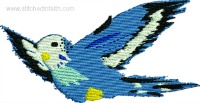 Parakeet in Flight-Parakeet embroidery, Parakeet, machine embroidery, Bird embroidery, Flying bird, stitchedinfaith.com