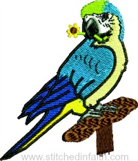 Parrot on Perch-Parrot on Perch, parrot embroidery, bird embroidery, machine embroidery, stitchedinfaith.com