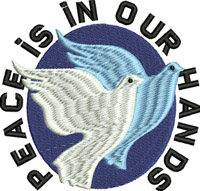 Peace in our hands-Peace, Christian, machine embroidery, Holy Spirit, Doves, Dove, Christian embroidery