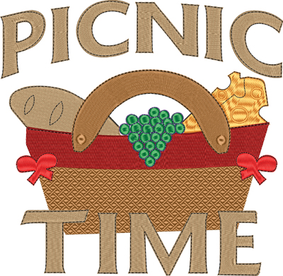 Picnic Time-Picnic Time, basket, picnic, machine embroidery