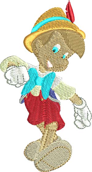 Pinocchio-Pinocchio, machine embroidery, embroidery, 