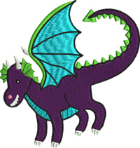 Purple Baby Dragon-Dragon, baby dragon, machine embroidery, embroidery designs, embroidery, dragons, childrens embroidery