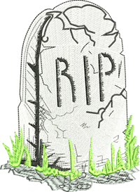RIP-Rip embroidery, rest in peace, tombstone. machine embroidery