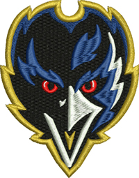 Raven-Baltimore Raven, Raven, football, embroidery, machine embroidery, sports embroidery, Maryland football teams