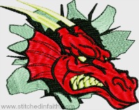 Red Dragon Head-Dragon embroidery, Red Dragon, Red Dragon Head, machine embroidery, stitchedinfaith.com, animal embroidery