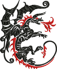 Red Fire dragon-Dragon, red fire dragon, dragons, dragon embroidery, fire dragon