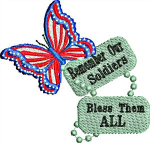 Remember Our Soldiers, Bless Them All-machine embroidery American Soldier soldier butterfly
United States 