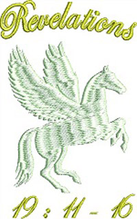 Revelations 19-11 White Horse Embroidery Design