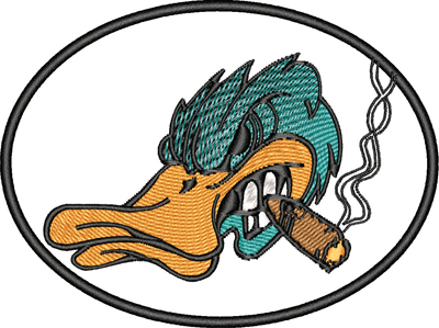 Smoking Mallard-Smoking Mallard, mallard, bird, machine embroidery