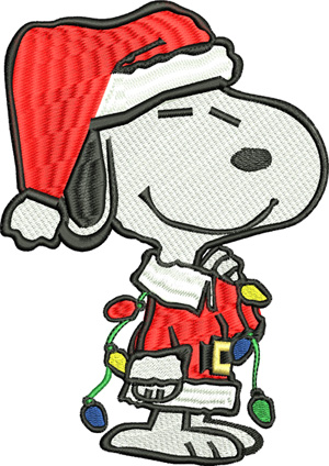 Snoopy Lights-Christmas, holiday, snoopy, lights, holiday, machine embroidery, embroidery