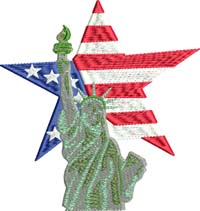 Statue of Liberty-Statue of Liberty, USA. Statue, Liberty, machine embroidery, flag