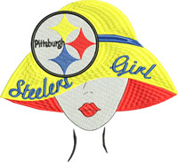 Steelers Hat lady-Steelers Hat, Steelers hat lady, machine embroidery, steelers women hats, Football, football embroidery, Pittsburgh football