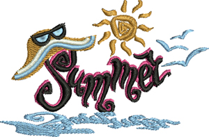 Summer-Summer, seasons, machine embroidery, beach, summertime
