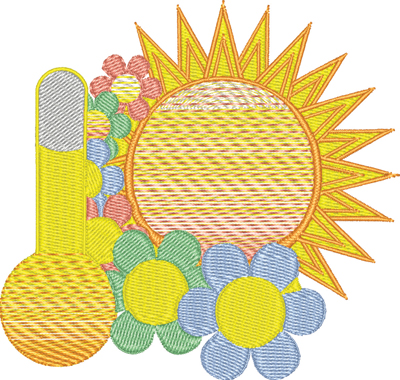 Summer heat-Summer heat, sun, heat, thermometer, machine embroidery