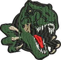 T Rex Bust-T Rex, machine embroidery, T Rex embroidery, T rex bust, dinosaurs, dinosaur