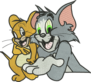 Tom and Jerry-Tom, cat, Jerry, mouse, machine embroidery