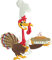 Turkey Pumpkin Pie-Turkey, Pumpkin Pie, machine embroidery, Turkey embroidery, Thanksgiving embroidery, Dinner embroidery, food embroidery