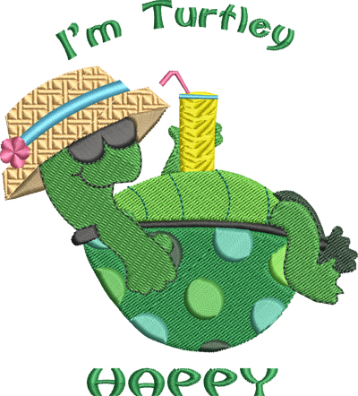 Turtley Happy-Turtle, Happy, summer, animals, machine embroidery