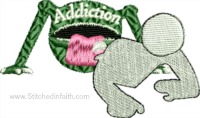 Addiction monster-Addiction, addictions, monster, machine embroidery, embroidery designs, embroidery apparel, drug addiction, stitchedinfaith.com