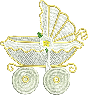 Baby Carriage-Baby carriage, machine embroidery, golden carriage, baby, baby coach,