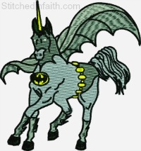 Unicorn Bat man-Unicorn embroidery, machine embroidery, batman embroidery, bat unicorn, fantasy embroidery, Batman machine embroidery, unicorn embroidery