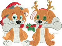 Christmas Pups-Christmas Pups, Christmas embroidery, machine embroidery, Holiday embroidery, embroidery, puppies, dogs