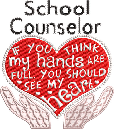 Counselor heart-School, Counselor, education, machine embroidery