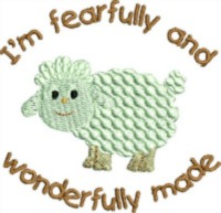 I'm fearfully and wonderfully made-machine embroidery Christian embroidery Im fearfully made lamb ,Lamb, Christian sayings, Lamb of God, 