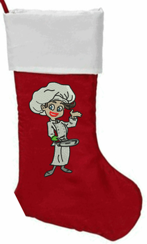 Personalized female chef Christmas stocking-Christmas stockings, chef, chef stocking, female stocking, female chef, cooking, baker, cook