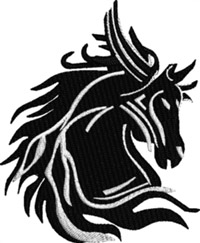 Black and White horse bust-Horse, horse bust, stallion, stallion bust, machine embroidery
