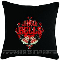Jingle Bells Pillow-Jingle Bells pillow Jingle bells embroidered pillow custom pillows holiday Pillows Christmas Christmas embroidery Christmas pillows