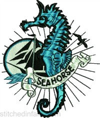 Seahorse Banner-machine embroidery, seahorse embroidery, seahorse banner, seahorse machine embroidery, stitchedinfaith.com, marine life embroidery, sea life embroidery, ocean embroidery