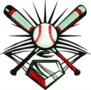 Baseball Diamond Ball And Bat-machine embroidery baseball baseball diamond baseball bat